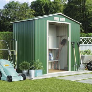 Waltons 7ft x 4.2ft Metal Apex Garden Storage Shed - Dark Green