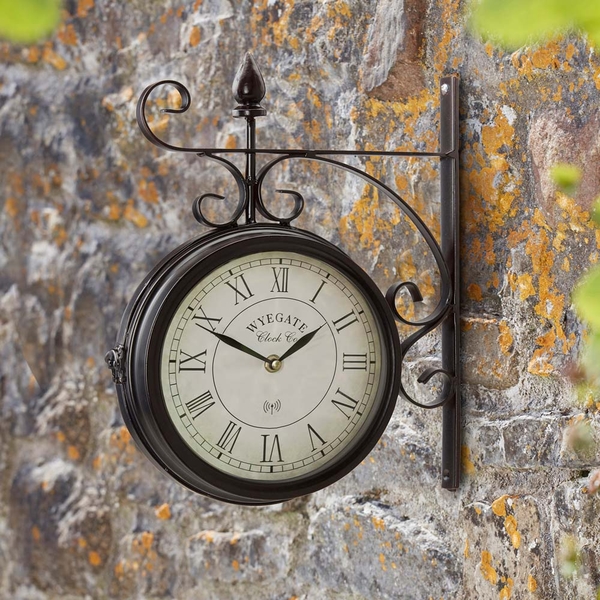 Wyegate Radio Controlled Wall Mounted Outdoor Clock and Thermometer