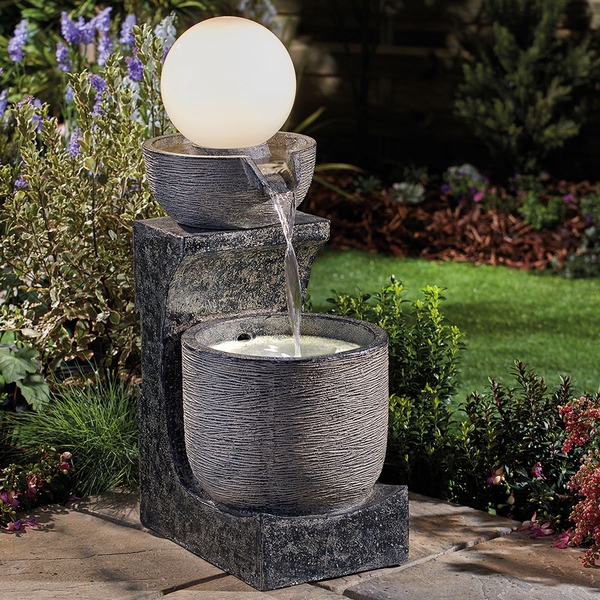 Serenity Bowl Water Feature with Globe Light | Garden Gear