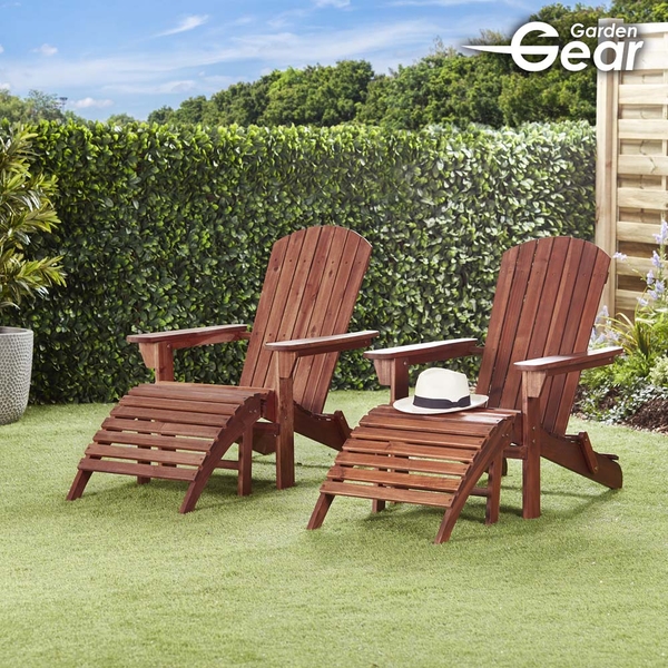 garden gear acacia folding adirondack chair and footrest